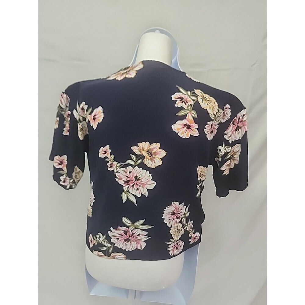 Eyeshadow Crinkle fabric Floral Tie Waist Top size Large - Picture 8 of 9